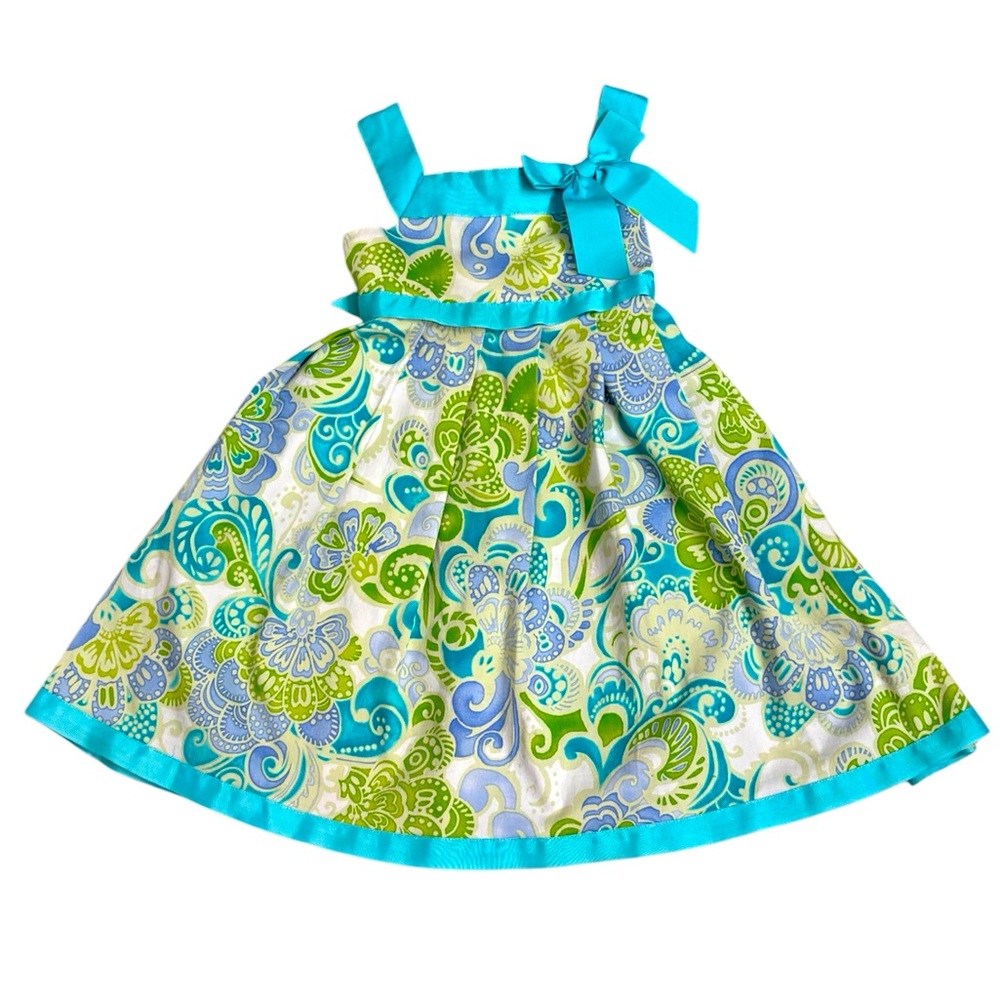 Vintage Sweet Heart Rose Dress With Tiffany Blue Ribbon Accents Girl’s Size 4